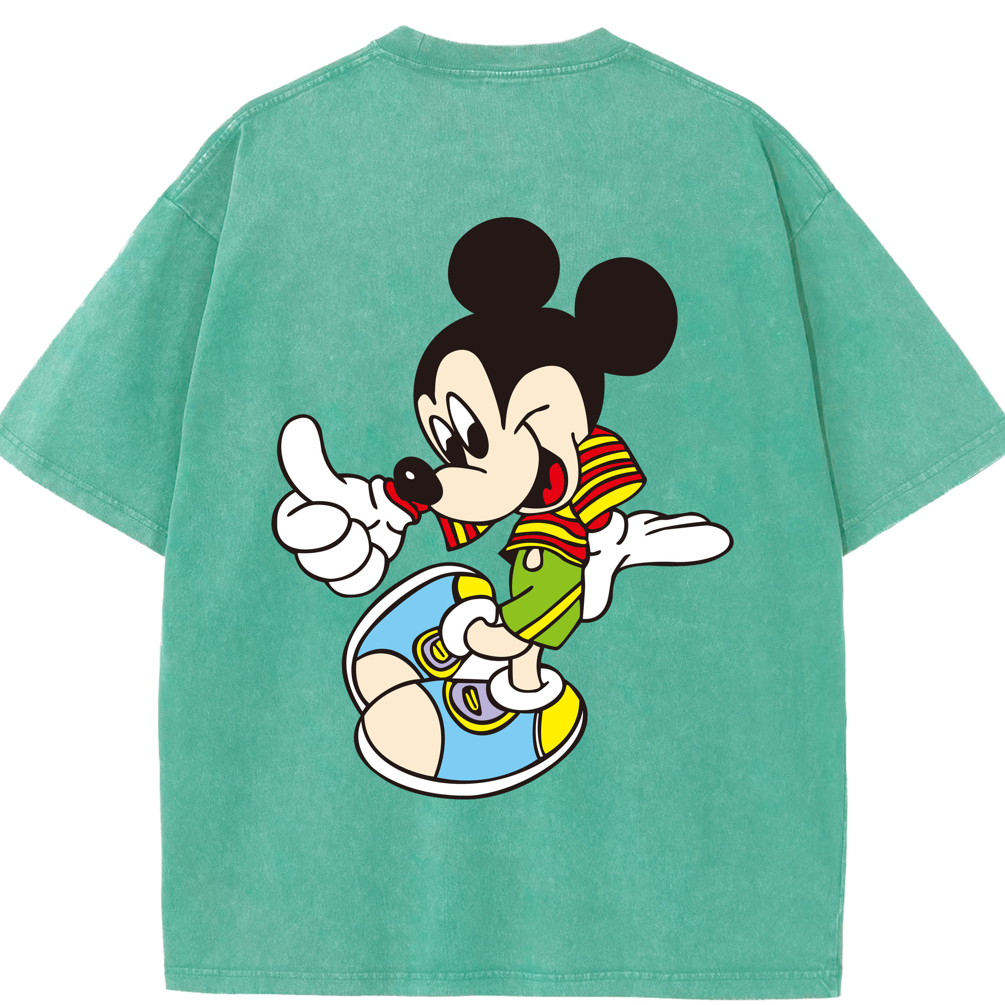 （画像用） ミッキーマウス Mickey Mouse 綿100% ヴィンテージ風 半袖Tシャツ（背面プリント）